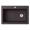 25-in D x 22-in W x 9.5-in H Granite Dual Mount Single Bowl Kitchen Sink with 1-Hole in Nero