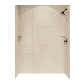 36-in D x 62-in W x 72-in H Solid Surface Bath Wall Surround in Bermuda Sand