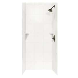 36-in D x 36-in W x 72-in H Solid Surface Bath Wall Surround in Tahiti White