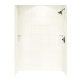 36-in D x 62-in W x 96-in H Solid Surface Bath Wall Surround in White