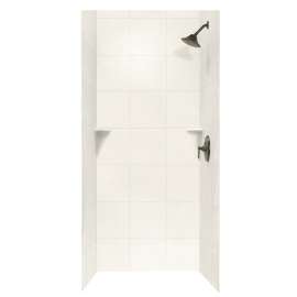 36-in D x 36-in W x 96-in H Solid Surface Bath Wall Surround in Tahiti Ivory