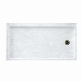 30.1875-in D x 60.375-in W x 4.1875-in H Solid Surface Shower Base with Right-Hand Drain in Ice