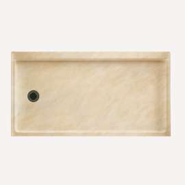 32-in D x 60-in W x 4.3125-in H Solid Surface Shower Base with Left-Hand Drain in Golden Steppe