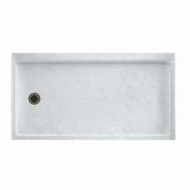 32-in D x 60-in W x 4.3125-in H Solid Surface Shower Base with Left-Hand Drain in Ice