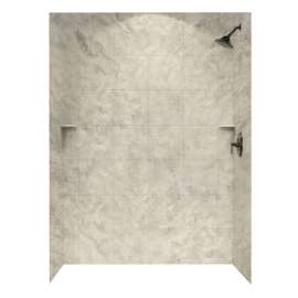 36-in D x 62-in W x 72-in H Solid Surface Bath Wall Surround in Mountain Haze
