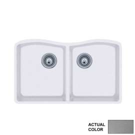 32-in D x 21-in W x 9.0625-in H Granite Undermount Double Bowl Kitchen Sink with 1-Hole in Metallico