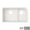 31.875-in D x 19.375-in W x 9.5-in H Granite Undermount Double Bowl Kitchen Sink with 1-Hole in Metallico