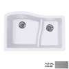 32-in D x 21-in W x 10.625-in H Granite Undermount Double Bowl Kitchen Sink with 1-Hole in Metallico