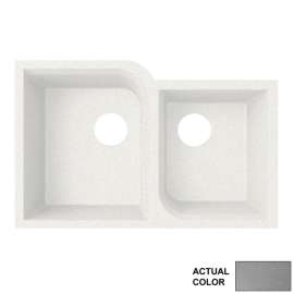 32-in D x 21-in W x 9.5625-in H Granite Undermount Double Bowl Kitchen Sink with 1-Hole in Metallico