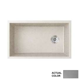 31.875-in D x 19.25-in W x 9.5625-in H Granite Undermount Single Bowl Kitchen Sink with 1-Hole in Metallico
