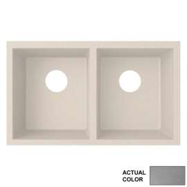 31.875-in D x 19.25-in W x 9.5625-in H Granite Undermount Double Bowl Kitchen Sink with 1-Hole in Metallico