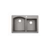 33-in D x 22-in W x 9.5-in H Granite Dual Mount Double Bowl Kitchen Sink with 1-Hole in Metallico