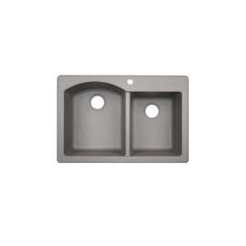 33-in D x 22-in W x 9.5-in H Granite Dual Mount Double Bowl Kitchen Sink with 1-Hole in Metallico