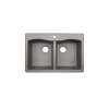 33-in D x 22-in W x 9.063-in H Granite Dual Mount Double Bowl Kitchen Sink with 1-Hole in Metallico
