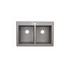 33-in D x 22-in W x 9.563-in H Granite Dual Mount Double Bowl Kitchen Sink with 1-Hole in Metallico
