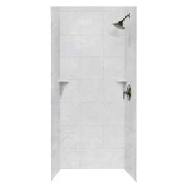 36-in D x 36-in W x 72-in H Solid Surface Bath Wall Surround in Tundra