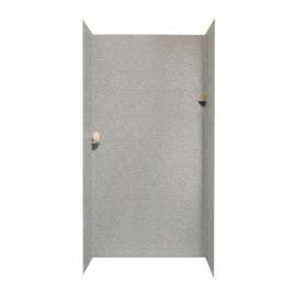 36-in D x 48-in W x 96-in H Solid Surface Shower Wall Surround in Gray Granite