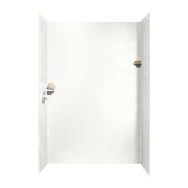 36-in D x 62-in W x 96-in H Solid Surface Shower Wall Surround in Tahiti White