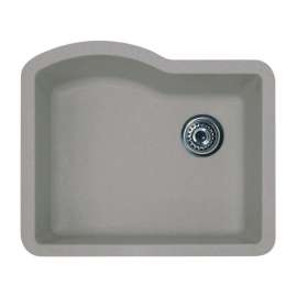 24-in D x 21-in W x 9.5-in H Granite Undermount Single Bowl Kitchen Sink with 1-Hole in Metallico