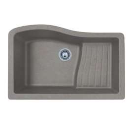 32-in D x 21-in W x 10.625-in H Granite Undermount Single Bowl Kitchen Sink with 1-Hole in Metallico