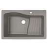 33-in D x 22-in W x 5.625-in H Granite Dual Mount Single Bowl Kitchen Sink with 1-Hole in Metallico