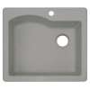 QZSB-2522-173 25-in D x 22-in W x 9.5-in H Granite Dual Mount Single Bowl Kitchen Sink with 1-Hole in Metallico