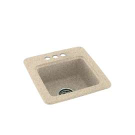 15-in D x 15-in W x 6-in H Solid Surface Drop-in Bar Sink with 3-Holes in Bermuda Sand