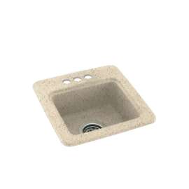 15-in D x 15-in W x 6-in H Solid Surface Drop-in Bar Sink with 3-Holes in Tahiti Desert