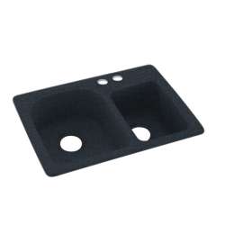 KS02518DB.2B 18-in D x 25-in W x 7.5-in H Solid Surface Dual Mount Double Bowl Kitchen Sink with 2-Hole