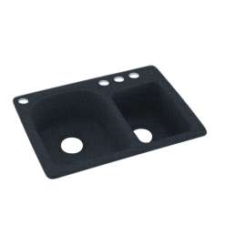 18-in D x 25-in W x 7.5-in H Solid Surface Dual Mount Double Bowl Kitchen Sink with 4-Hole