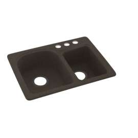 18-in D x 25-in W x 7.5-in H Solid Surface Dual Mount Double Bowl Kitchen Sink with 3-Hole in Canyon