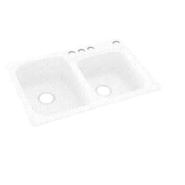 33-in D x 22-in W x 9-in H Solid Surface Dual Mount Double Bowl Kitchen Sink with 4-Hole in Arctic Granite