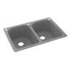 33-in D x 22-in W x 10.5-in H Solid Surface Dual Mount Double Bowl Kitchen Sink with 3-Hole in Gray Granite