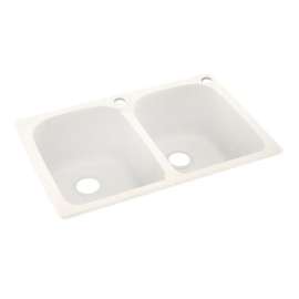 33-in D x 22-in W x 10.5-in H Solid Surface Dual Mount Double Bowl Kitchen Sink with 2-Hole in Tahiti Ivory