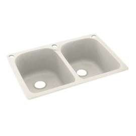 33-in D x 22-in W x 10.5-in H Solid Surface Dual Mount Double Bowl Kitchen Sink with 3-Hole in Glacier