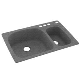 33-in D x 22-in W x 9.75-in H Solid Surface Dual Mount Double Bowl Kitchen Sink with 4-Hole in Night Sky