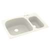 KS03322LS.018-2B 33-in D x 22-in W x 9.75-in H Solid Surface Dual Mount Double Bowl Kitchen Sink with 2-Hole in Bisque