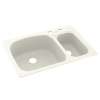 33-in D x 22-in W x 9.75-in H Solid Surface Dual Mount Double Bowl Kitchen Sink with 2-Hole in Bisque