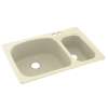 KS03322LS.037-2B 33-in D x 22-in W x 9.75-in H Solid Surface Dual Mount Double Bowl Kitchen Sink with 2-Hole in Bone