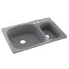 KS03322LS.042-2B 33-in D x 22-in W x 9.75-in H Solid Surface Dual Mount Double Bowl Kitchen Sink with 2-Hole in Gray Granite