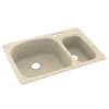 KS03322LS.050-2B 33-in D x 22-in W x 9.75-in H Solid Surface Dual Mount Double Bowl Kitchen Sink with 2-Hole in Tahiti Desert