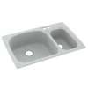 KS03322LS.053-2B 33-in D x 22-in W x 9.75-in H Solid Surface Dual Mount Double Bowl Kitchen Sink with 2-Hole in Tahiti Gray