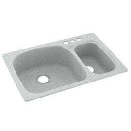 33-in D x 22-in W x 9.75-in H Solid Surface Dual Mount Double Bowl Kitchen Sink with 3-Hole in Tahiti Gray