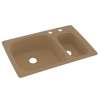 KS03322LS.091-2C 33-in D x 22-in W x 9.75-in H Solid Surface Dual Mount Double Bowl Kitchen Sink with 2-Hole in Barley