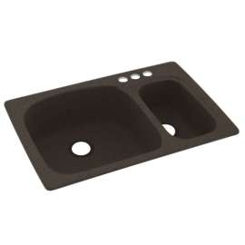 33-in D x 22-in W x 9.75-in H Solid Surface Dual Mount Double Bowl Kitchen Sink with 3-Hole in Canyon
