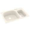 KS03322LS.168-2B 33-in D x 22-in W x 9.75-in H Solid Surface Dual Mount Double Bowl Kitchen Sink with 2-Hole in Baby's Breath