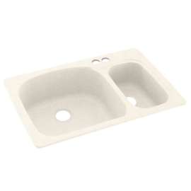KS03322LS.168-2B 33-in D x 22-in W x 9.75-in H Solid Surface Dual Mount Double Bowl Kitchen Sink with 2-Hole in Baby's Breath