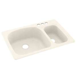 33-in D x 22-in W x 9.75-in H Solid Surface Dual Mount Double Bowl Kitchen Sink with 3-Hole in Baby's Breath