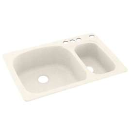33-in D x 22-in W x 9.75-in H Solid Surface Dual Mount Double Bowl Kitchen Sink with 4-Hole in Baby's Breath