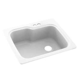 KS02522SB.010-2B 25-in D x 22-in W x 9.5-in H Solid Surface Dual Mount Single Bowl Kitchen Sink with 2-Hole in White